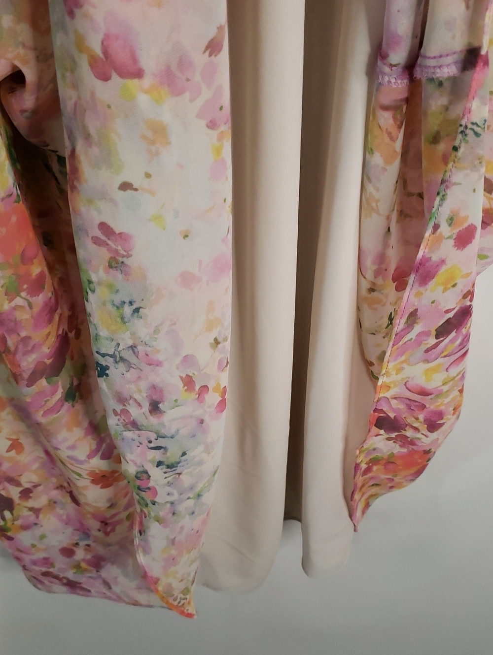 Sam and Jess Off-Shoulder Puff Sleeve Pastel Watercolor Floral Maxi Dress, 2X - Picture 5 of 11